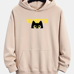 Whatever Black Cat Print Relax Fit Hoodie