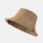 Thick And Warm Corduroy And Cashmere Splicing Multifunctional Soft Plush Bucket Cap Can Be Worn In Both Directions