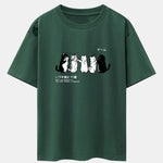Friend Cat Print Drop Shoulder Oversize T-Shirt