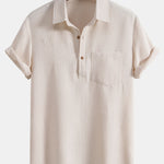 Waffle Polo Collar Shirt With Pocket