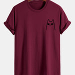 Regular Fit Cat With Sunglasses Print Cotton T-Shirt