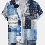 Paisley Patchwork Print Button Up Shirt #Random Pattern Design#