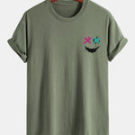 Regular Fit Evil Face Print Cotton T-Shirt