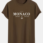 Monaco Slogan Print Cotton Arc Hem T-Shirt