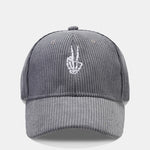Skeleton Hand Embroidered Corduroy Baseball Cap