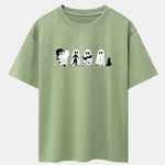 Black Cat Ghost Print Drop Shoulder Oversize T-Shirt