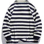 Relax Fit Waffle Striped Polo Sweatshirt