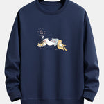 Napping Cat Print Relax Fit Sweatshirt