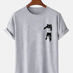 Pocket Cat Print T-Shirt