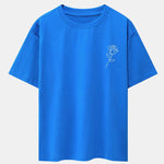 Simple Rose Print Drop Shoulder Oversize T-Shirt