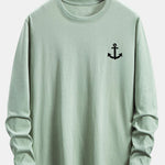 Long Sleeve Anchor Print Cotton T-Shirt