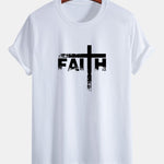 Regular Fit Faith Cross Print Cotton T-Shirt