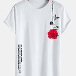 Rose Slogan Print Cotton Arc Hem T-Shirt