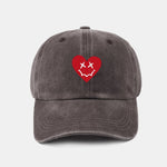 Heart-Shaped Smiley Face Pattern Classic Retro Washed Distressed Cotton Baseball Cap