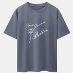 Rose Slogan Print Drop Shoulder Oversize T-Shirt