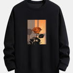 Sunset Rose Print Relax Fit Sweatshirt