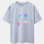 Colorful Smiley Face Print Drop Shoulder Oversize T-Shirt