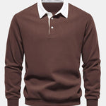 Contrast Polo Collar Sweatshirt