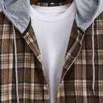 Hooded Button Up Plaid Shirt