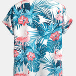 Flamingo Tropical Print Button Up Shirt & Shorts