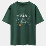 UFO Take Away Dinosaurs Print Drop Shoulder Oversize T-Shirt