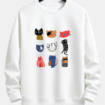 Cartoon Cat Print Relax Fit Sweatshirt