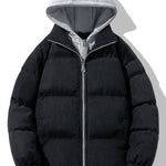 2 In 1 Corduroy Zip Up Hooded Puffer Coat
