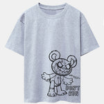 Slogan Cartoon Bear Print Drop Shoulder Oversize T-Shirt