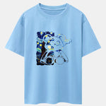 Starry Sky Bear Print Drop Shoulder Oversize T-Shirt