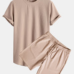 Muscle Fit Ribbed Arc Hem T-Shirt & Shorts
