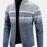 Geometric Print Zip Up Sweater