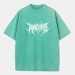 Ruthless Gothic Print Washed Distressed Drop Shoulder T-Shirt