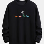 Cartoon Dinosaur Print Relax Fit Sweatshirt