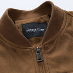 Suede Bomber Jacket With Quilted Liner