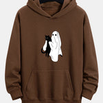 Ghost Black Cat Print Relax Fit Hoodie