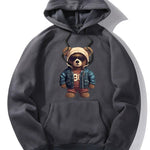 Bear In Leather Jacket Print Hoodie