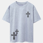 Ornamental Cross Print Drop Shoulder Oversize T-Shirt