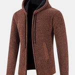 Teddy Lined Textured Hooded Sweater