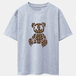 Geometric Dissolving Bear Drop Shoulder Oversize T-Shirt