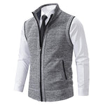Men's Casual Solid Color Stand Collar Sleeveless Knitted Vest