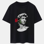 Rose David Print Relax Fit Drop Shoulder T-Shirts