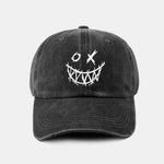Evil Smiley Face Pattern Classic Retro Washed Distressed Cotton Baseball Cap