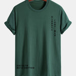 Regular Fit Japanese Slogan Print Cotton T-Shirt