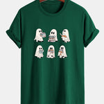 Regular Fit Ghost Reading Book Print Cotton T-Shirt