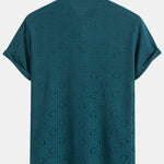 Short Sleeve Knitted Letter Textured Polo