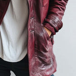 Women's Vintage Burgundy Faux Leather Jacket