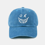 Evil Smiley Face Pattern Classic Retro Washed Distressed Cotton Baseball Cap