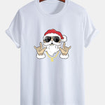 Regular Fit Hip Hop Santa Print Cotton T-Shirt