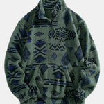 Quarter Zip Aztec Print Teddy Sweatshirt