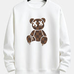 Checkerboard Dissolving Bear Print Relax Fit Sweatshirt